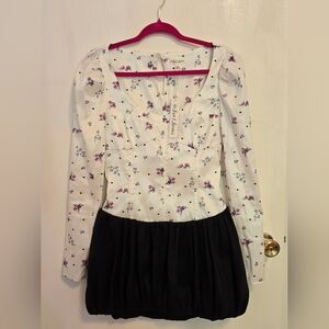 For Love & Lemons Longsleeve Silk Romper Dress